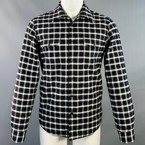 ASPESI Size M Black White Checkered Cotton Shirt Jacket